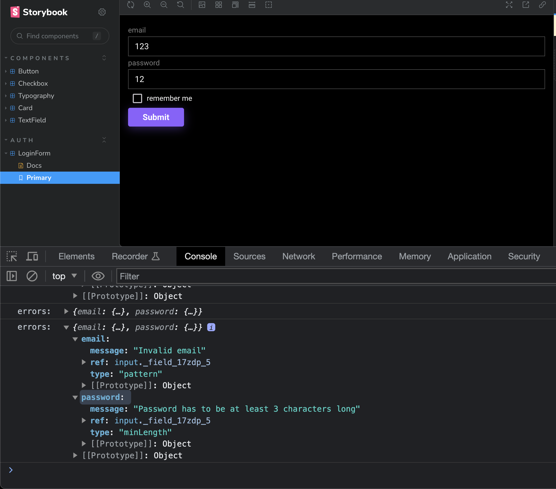 react-hook-form validation